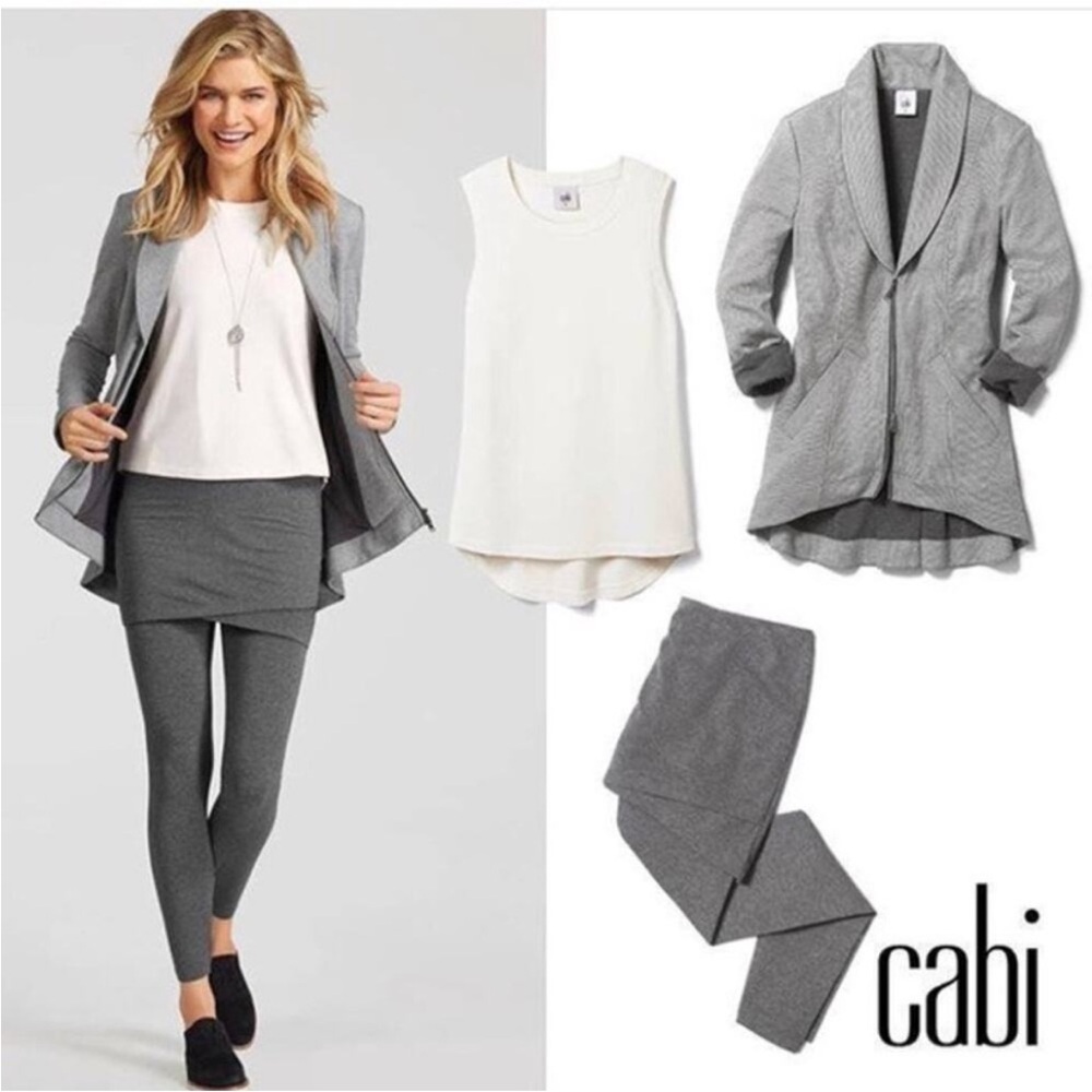 Cabi Drop Off zipper blazer- grey
